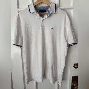 Tommy Hilfiger Men's White Polo with Navy Accents